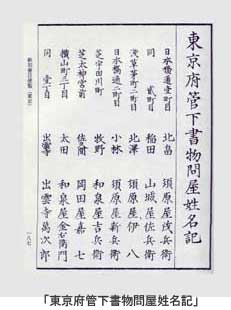 「東京府管下書物問屋姓名記」(前掲『明治初期三都新刻書目』187頁)